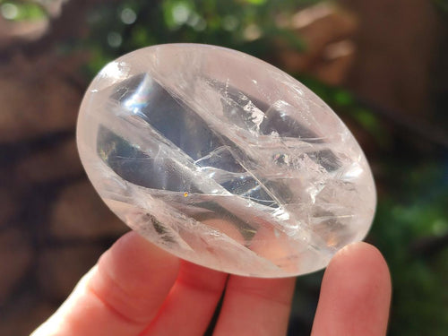 Polished Girasol Pearl Quartz Palm Stones x 12 From Ambatondrazaka, Madagascar - Toprock Gemstones and Minerals 