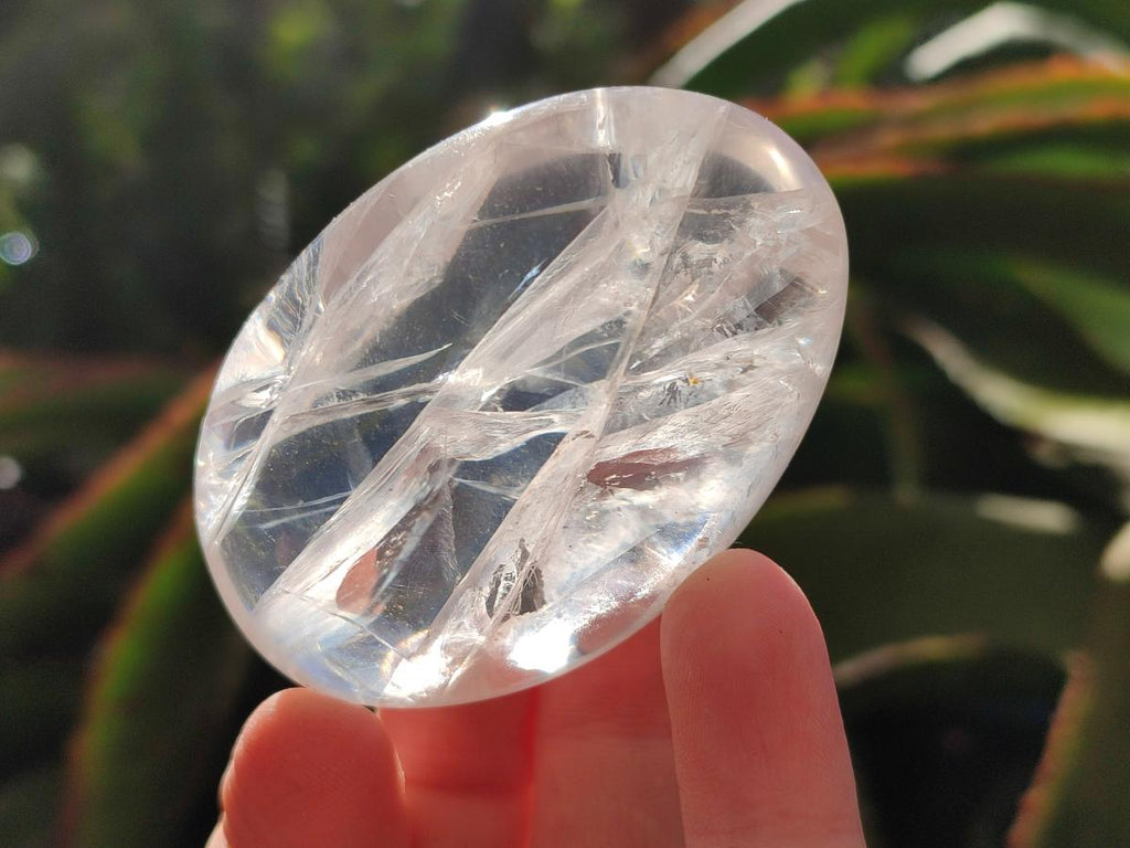 Polished Girasol Pearl Quartz Palm Stones x 12 From Ambatondrazaka, Madagascar - Toprock Gemstones and Minerals 