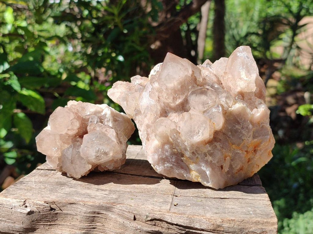 Natural Smokey Phantom Quartz Clusters x 4 From Luena, Congo - Toprock Gemstones and Minerals 