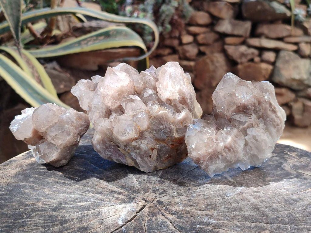 Natural Smokey Phantom Quartz Clusters x 4 From Luena, Congo - Toprock Gemstones and Minerals 