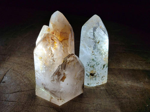 Polished Mixed Quartz Crystals with Inclusions x 6 From Madagascar - Toprock Gemstones and Minerals 