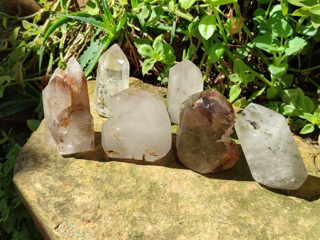 Polished Mixed Quartz Crystals with Inclusions x 6 From Madagascar - Toprock Gemstones and Minerals 