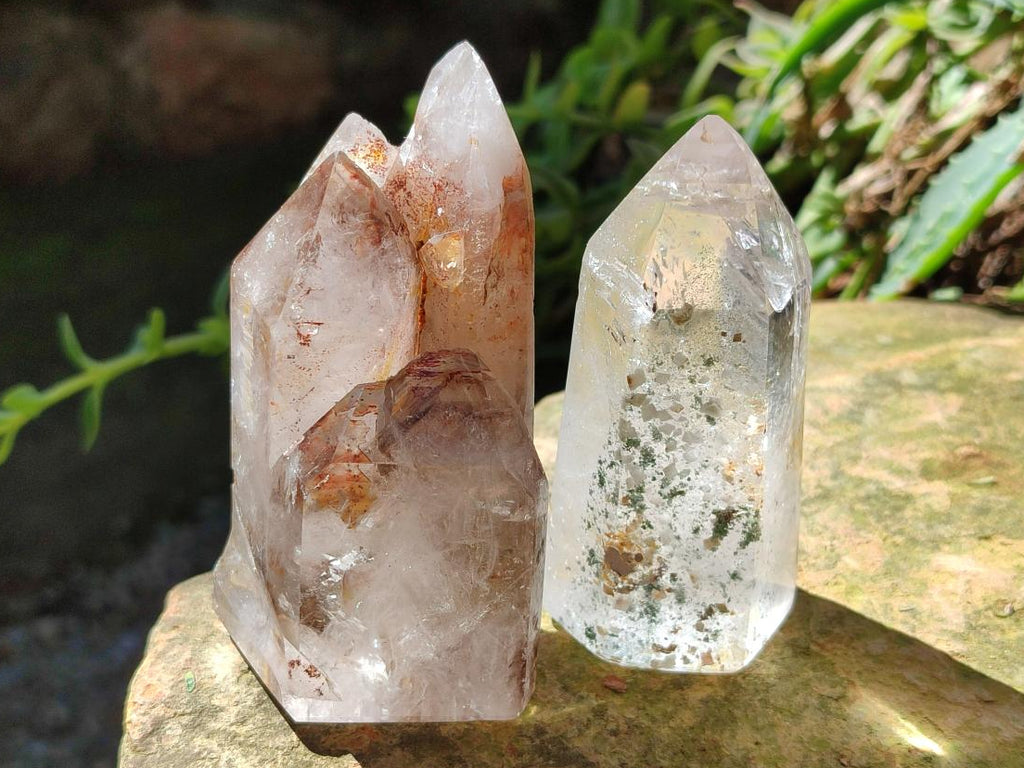 Polished Mixed Quartz Crystals with Inclusions x 6 From Madagascar - Toprock Gemstones and Minerals 