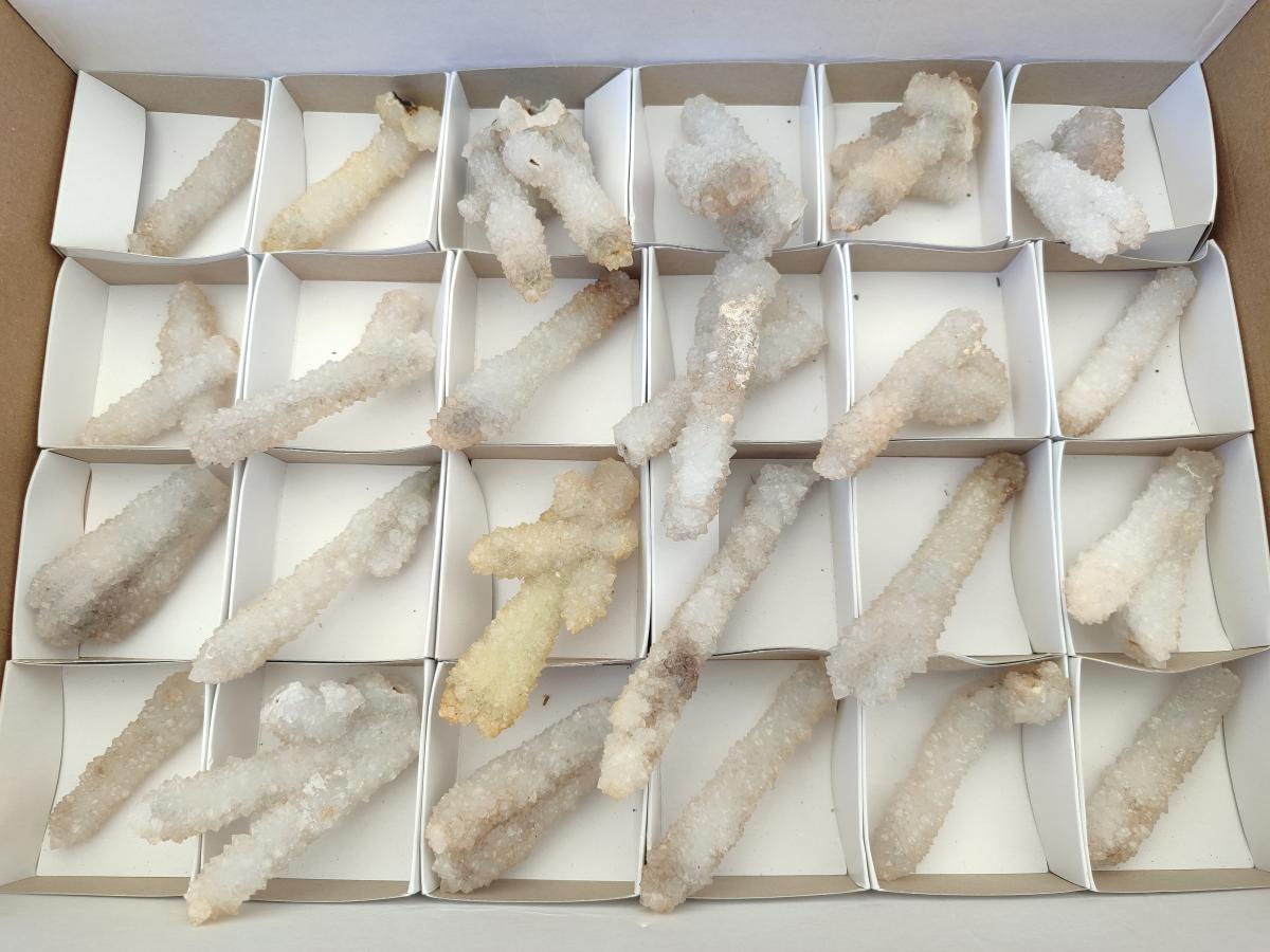 Natural Drusy Snow Finger Crystals x 24 From Albert's Mountain, Lesotho - Toprock Gemstones and Minerals 