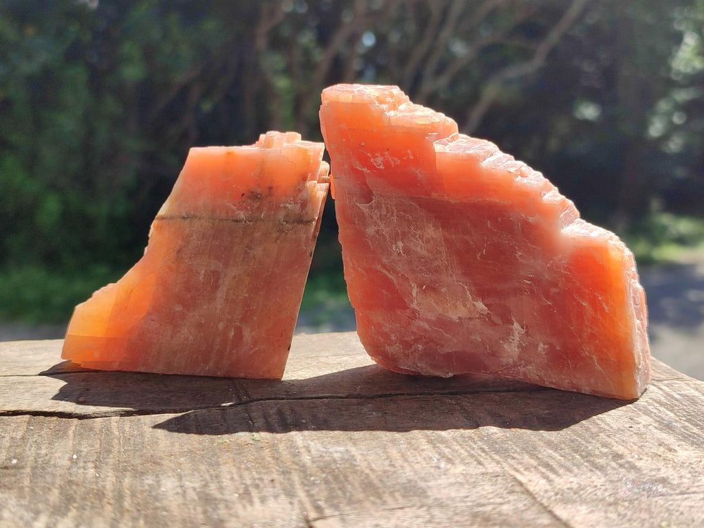 Natural Rhombohedral Sunset Orange Calcite Specimens x 12 From Spitzkop, Namibia - Toprock Gemstones and Minerals 