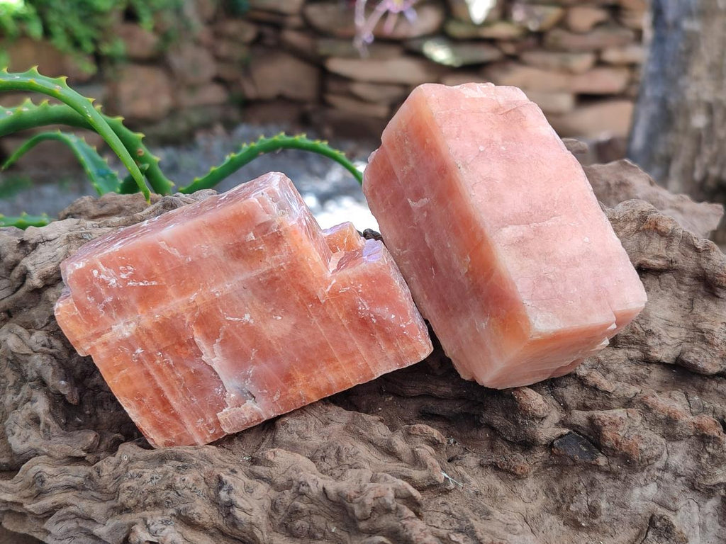 Natural Rhombohedral Sunset Orange Calcite Specimens x 12 From Spitzkop, Namibia - Toprock Gemstones and Minerals 