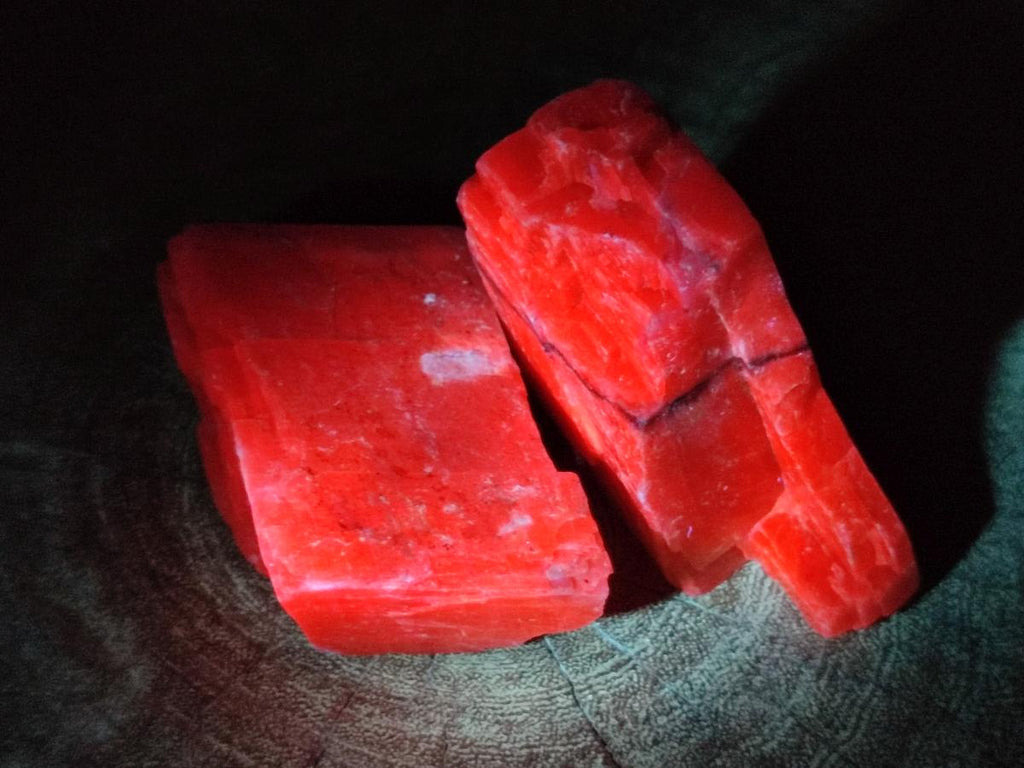 Natural Rhombohedral Sunset Orange Calcite Specimens x 12 From Spitzkop, Namibia - Toprock Gemstones and Minerals 