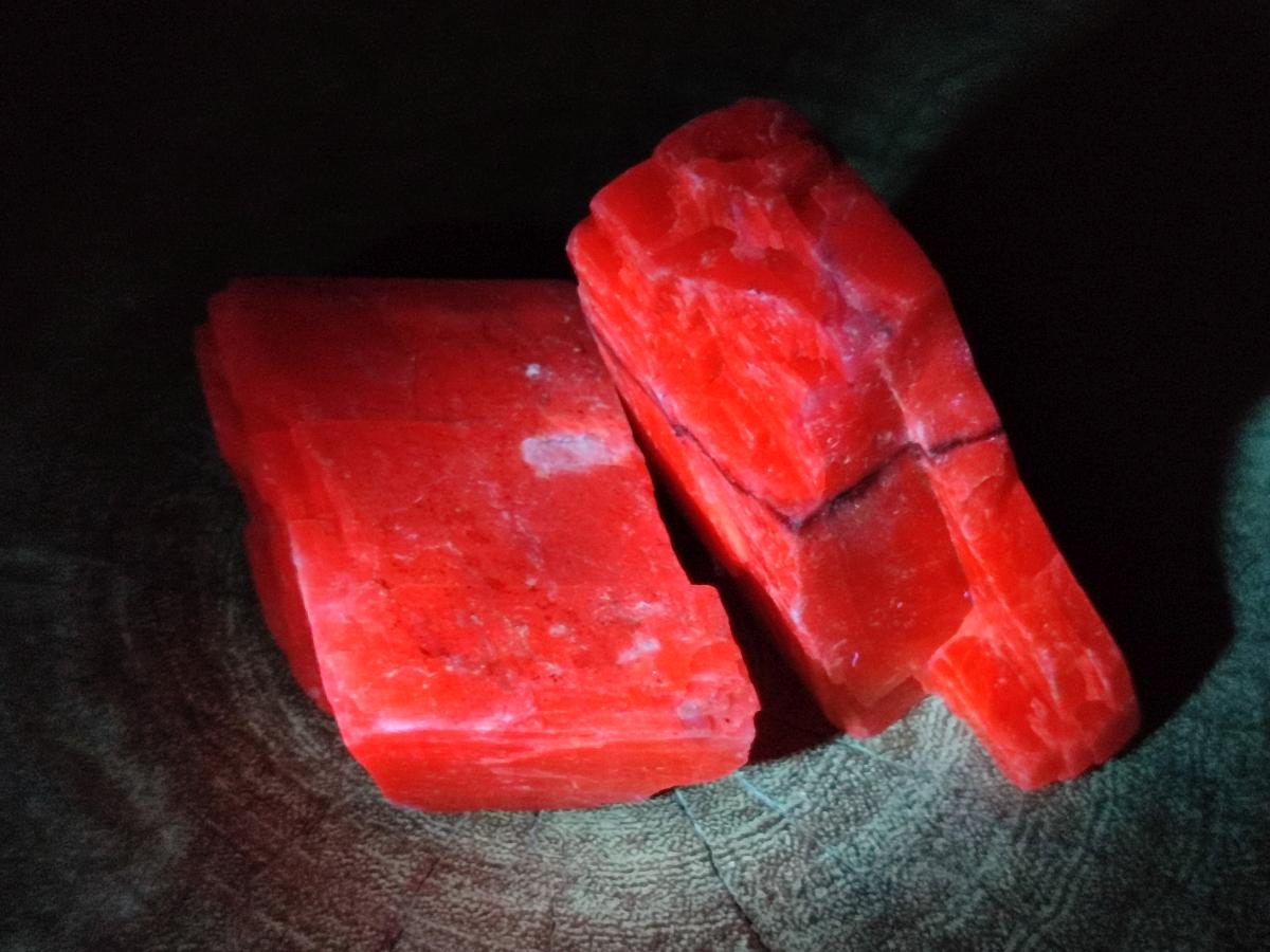 Natural Rhombohedral Sunset Orange Calcite Specimens x 12 From Spitzkop, Namibia - Toprock Gemstones and Minerals 