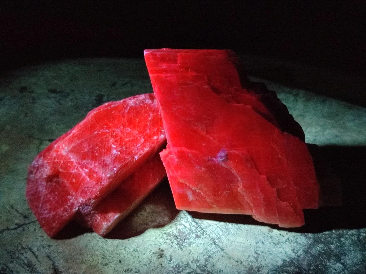 Natural Rhombohedral Sunset Orange Calcite Specimens x 12 From Spitzkop, Namibia - Toprock Gemstones and Minerals 