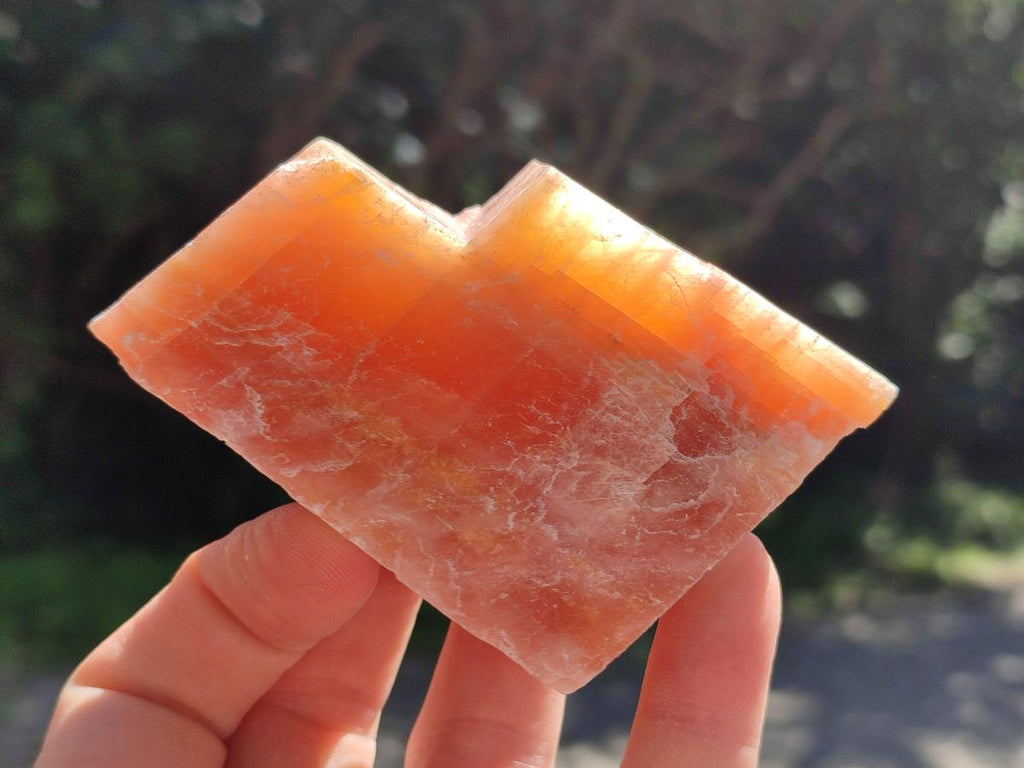 Natural Rhombohedral Sunset Orange Calcite Specimens x 12 From Spitzkop, Namibia - Toprock Gemstones and Minerals 