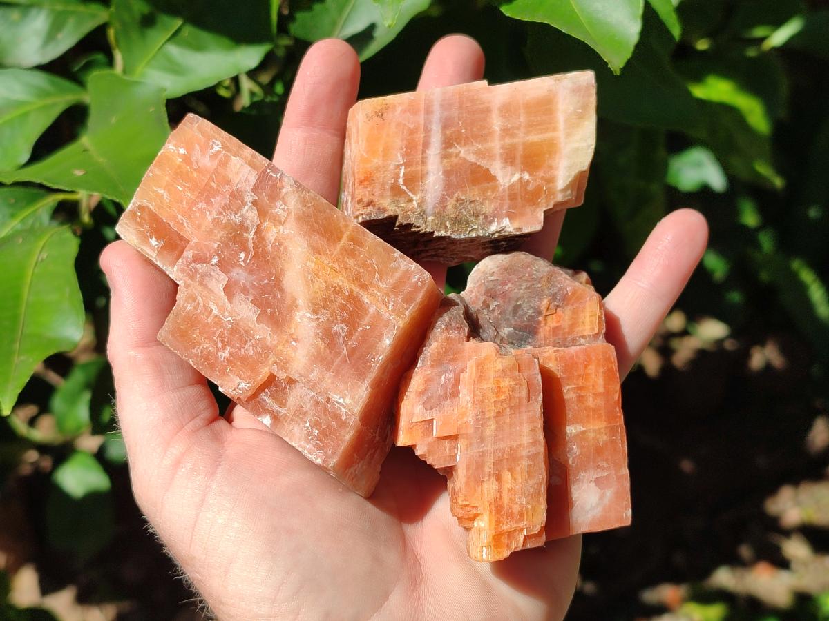 Natural Rhombohedral Sunset Orange Calcite Specimens x 12 From Spitzkop, Namibia - Toprock Gemstones and Minerals 