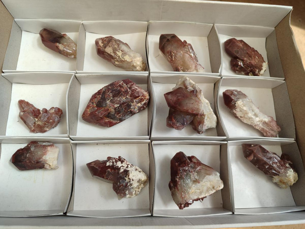 Natural Red Hematoid Quartz Crystal Clusters x 12 From Karoi, Zimbabwe - Toprock Gemstones and Minerals 