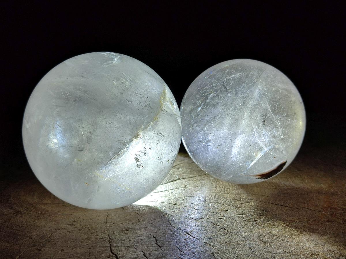 Polished Clear Quartz Spheres x 2 From Madagascar - Toprock Gemstones and Minerals 