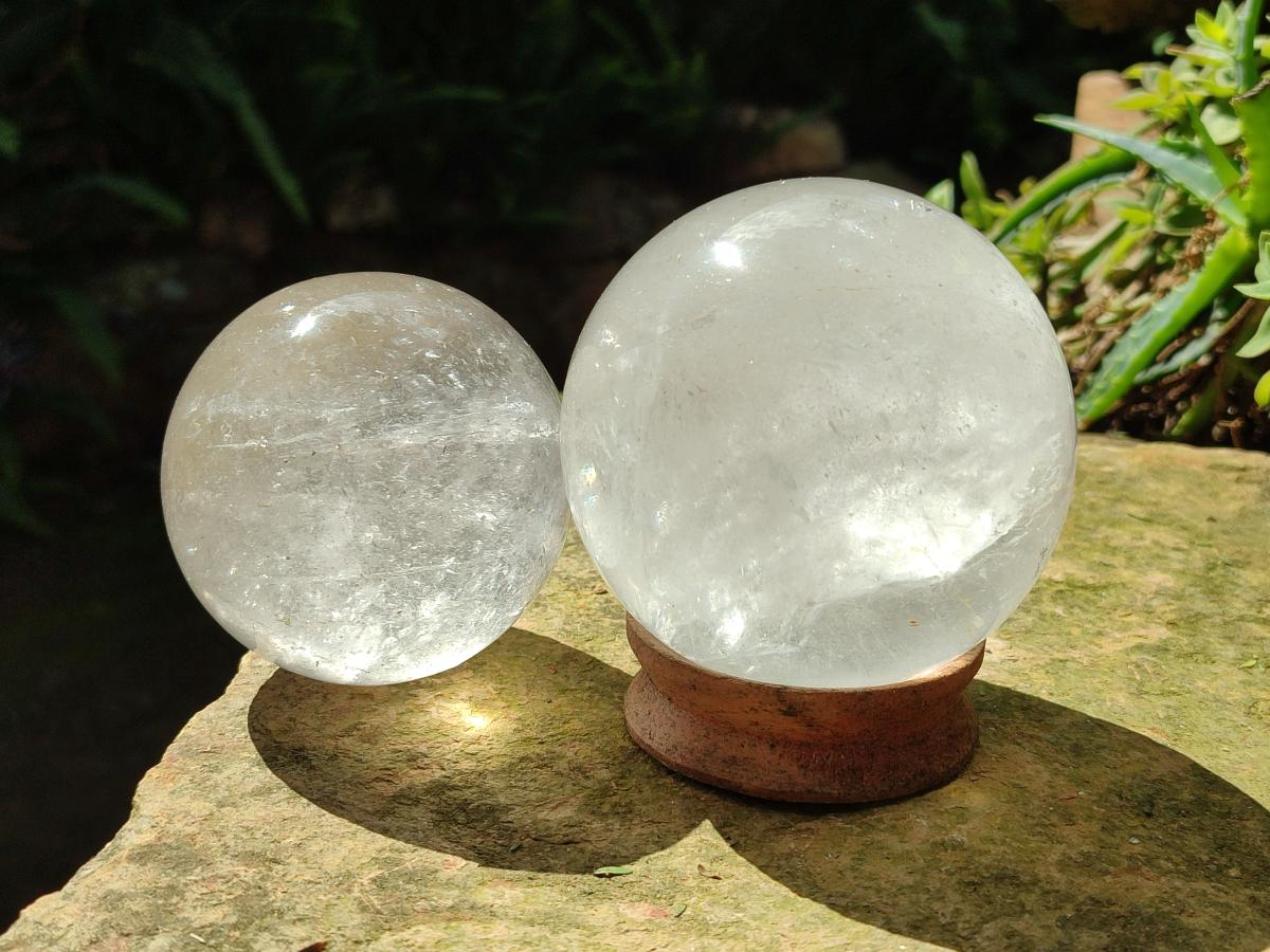Polished Clear Quartz Spheres x 2 From Madagascar - Toprock Gemstones and Minerals 