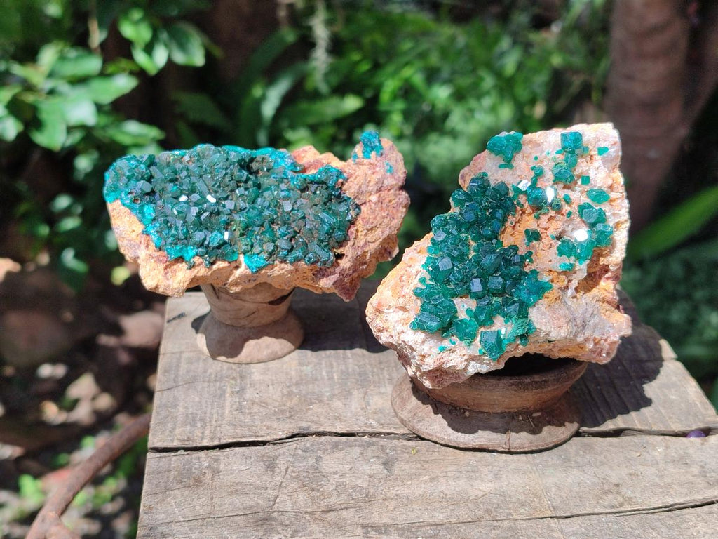 Natural Dioptase on Dolomite Specimens x 3 From Likasi, Congo - Toprock Gemstones and Minerals 