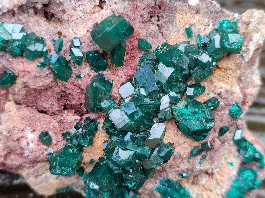Natural Dioptase on Dolomite Specimens x 3 From Likasi, Congo - Toprock Gemstones and Minerals 