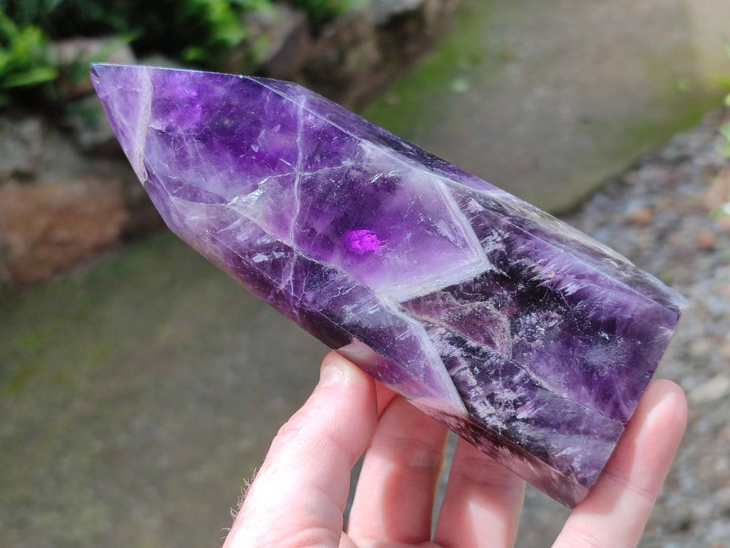 Polished Chevron Amethyst Crystals x 3 From Zambia - Toprock Gemstones and Minerals 