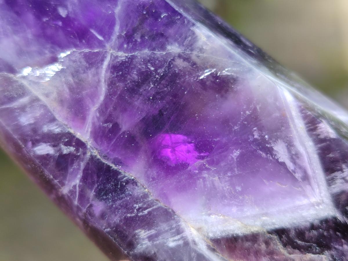 Polished Chevron Amethyst Crystals x 3 From Zambia - Toprock Gemstones and Minerals 