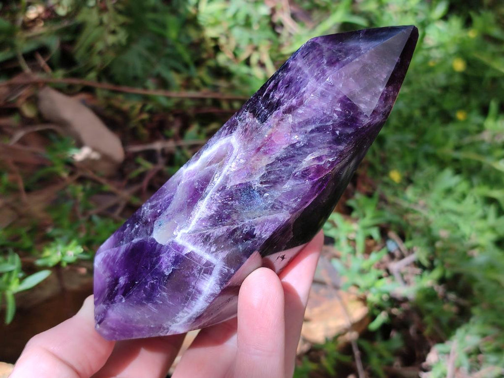 Polished Chevron Amethyst Crystals x 3 From Zambia - Toprock Gemstones and Minerals 