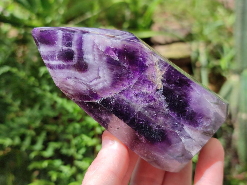 Polished Chevron Amethyst Crystals x 3 From Zambia - Toprock Gemstones and Minerals 