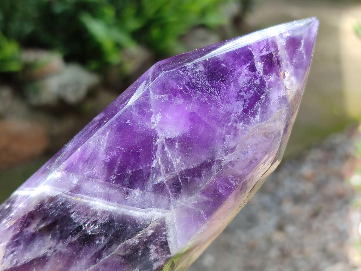 Polished Chevron Amethyst Crystals x 3 From Zambia - Toprock Gemstones and Minerals 