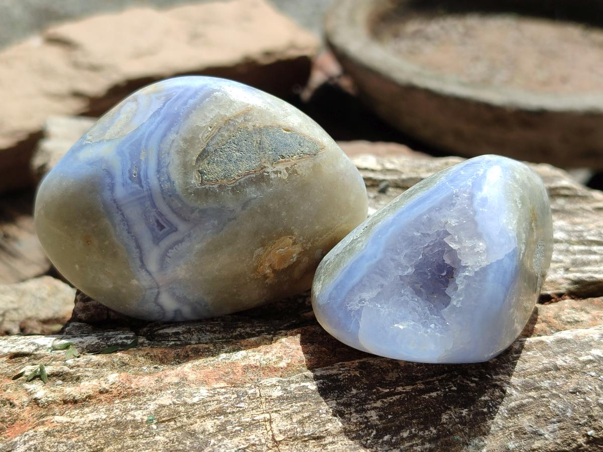 Polished Blue Lace Agate Free Forms x 10 From Nsanje, Malawi - Toprock Gemstones and Minerals 