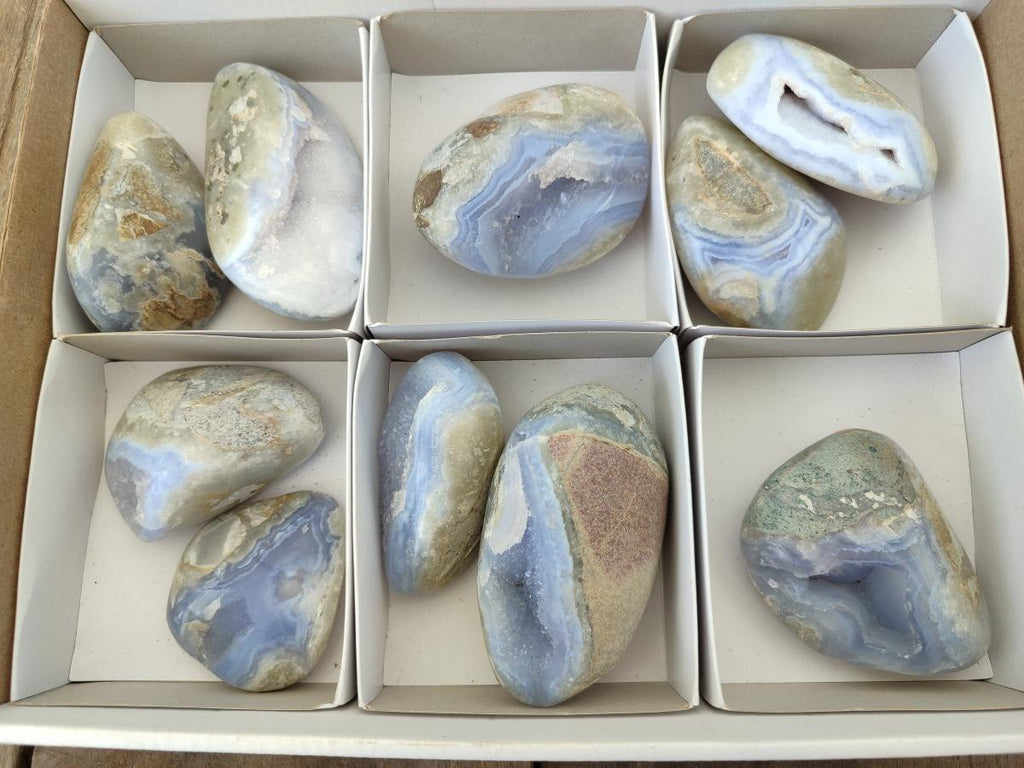 Polished Blue Lace Agate Free Forms x 10 From Nsanje, Malawi - Toprock Gemstones and Minerals 