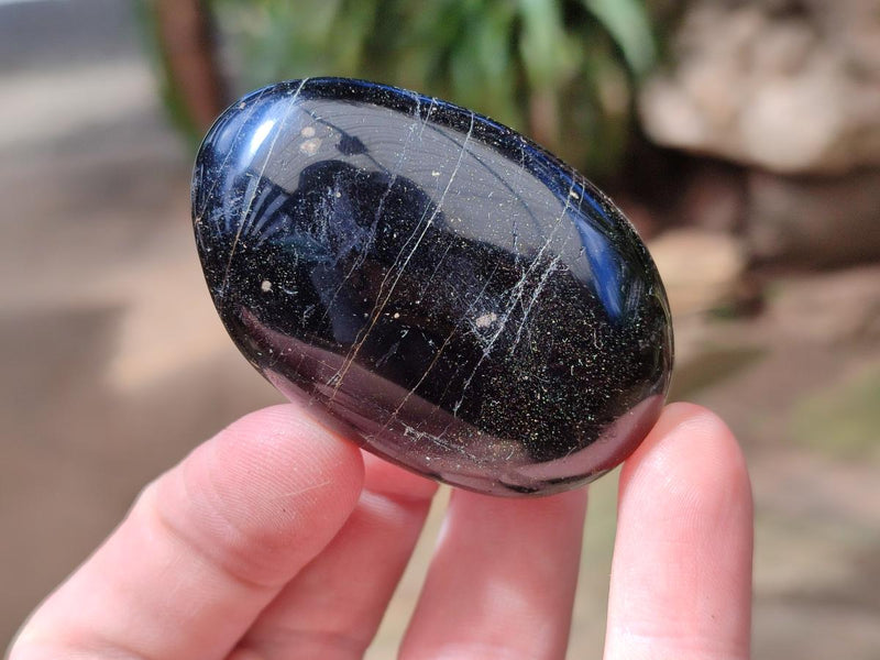 Polished Black Tourmaline Galets x 24 From Madagascar - Toprock Gemstones and Minerals 