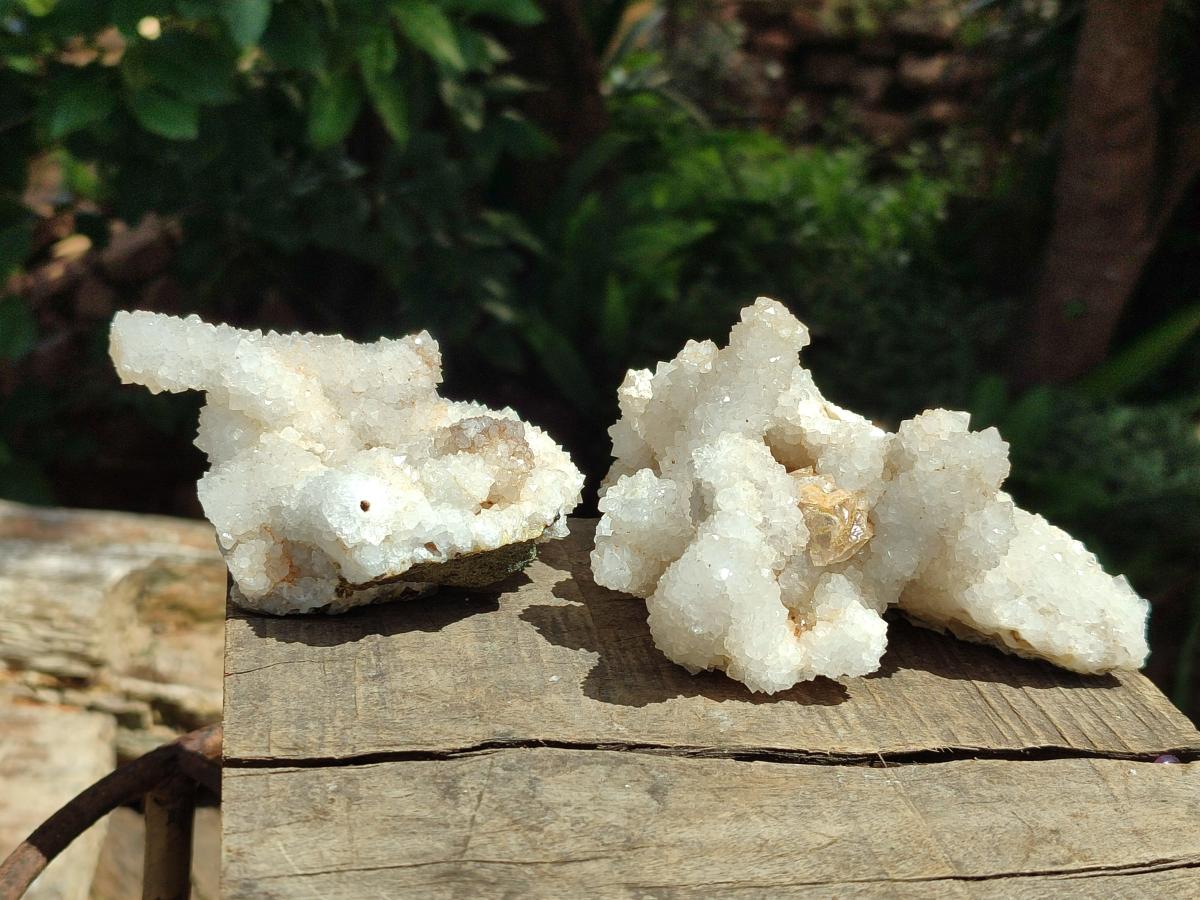 Natural Drusy Snow Finger Quartz Coated Clusters x 4 From Albert's Mountain, Lesotho - Toprock Gemstones and Minerals 