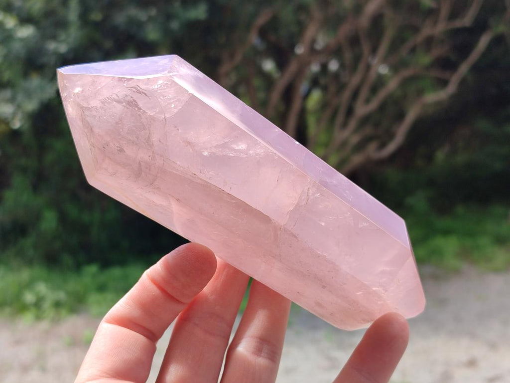 Polished Double Terminated Gemmy Rose Quartz Crystals x 2 From Madagascar - Toprock Gemstones and Minerals 