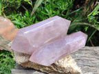 Polished Double Terminated Gemmy Rose Quartz Crystals x 2 From Madagascar - Toprock Gemstones and Minerals 