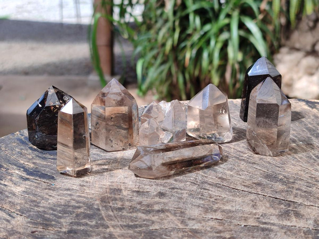 Polished Smokey Quartz Crystals x 12 From Madagascar