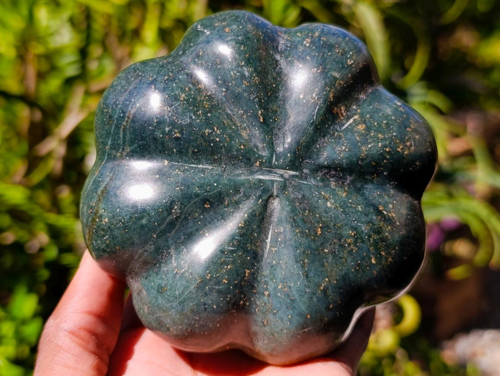 Hand Made Verdite Pumpkins Carvings x 2 From Zimbabwe - Toprock Gemstones and Minerals 