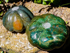 Hand Made Verdite Pumpkins Carvings x 2 From Zimbabwe - Toprock Gemstones and Minerals 