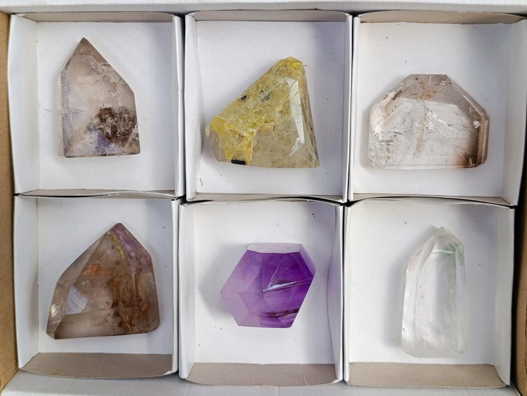 Polished Mixed Quartz Crystals x 6 From Madagascar - Toprock Gemstones and Minerals 