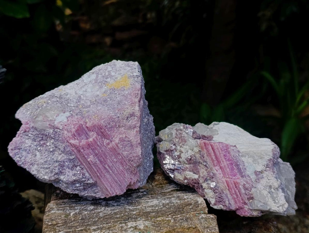 Natural Pink Rubellite Tourmaline Specimens x 2 From Karibib, Namibia - Toprock Gemstones and Minerals 