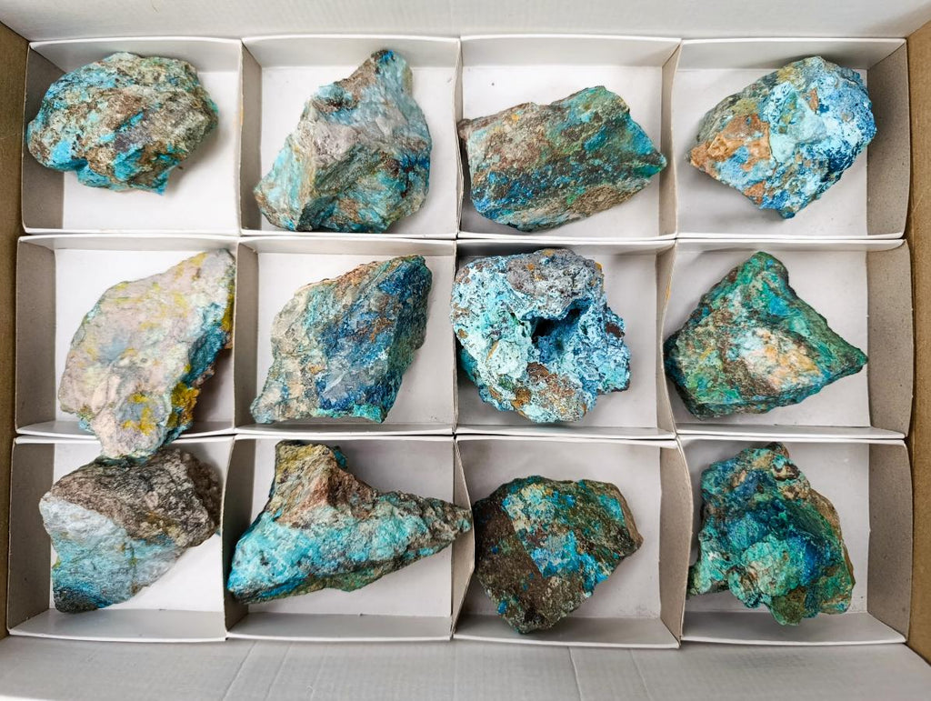 Natural Rough Shattuckite Specimens x 12 From Kaokoveld, Namibia - Toprock Gemstones and Minerals 