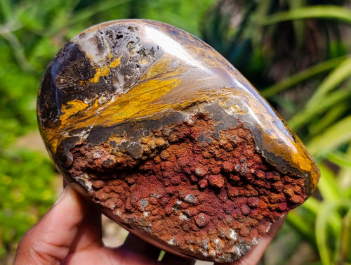 Polished Golden Tigers Eye Standing Free Forms x 3 From Prieska, South Africa - Toprock Gemstones and Minerals 