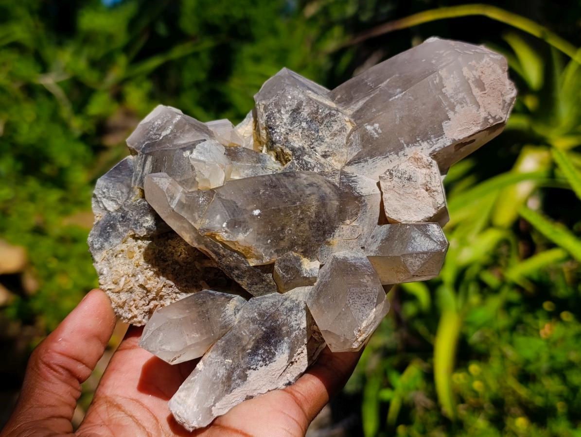 Natural Smokey Quartz Crystal Clusters x 3 From Erongo, Namibia - Toprock Gemstones and Minerals 