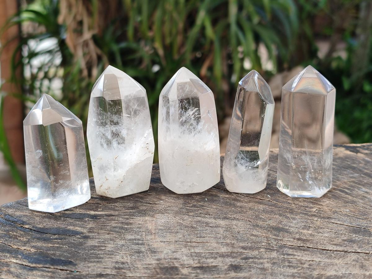 Polished Clear Phantom Quartz Display Crystals x 24 From Madagascar - Toprock Gemstones and Minerals 