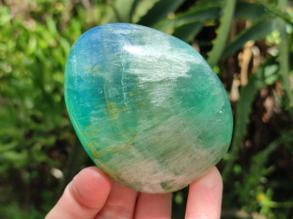 Polished Green Fluorite Standing Free Forms x 3 From Madagascar - Toprock Gemstones and Minerals 