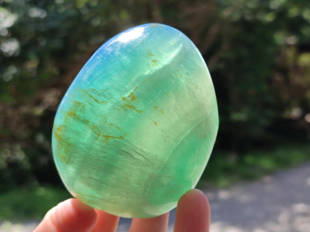Polished Green Fluorite Standing Free Forms x 3 From Madagascar - Toprock Gemstones and Minerals 
