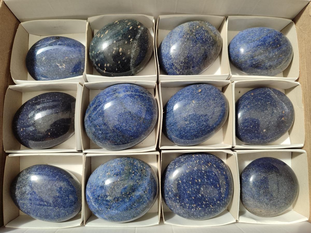 Polished Lazulite Galets x 12 From Madagascar - Toprock Gemstones and Minerals 