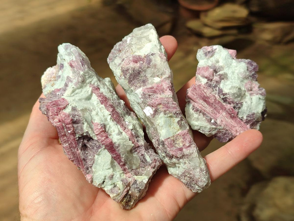 Natural Pink Rubellite Tourmaline Specimens x 6 From Karibib, Namibia - Toprock Gemstones and Minerals 