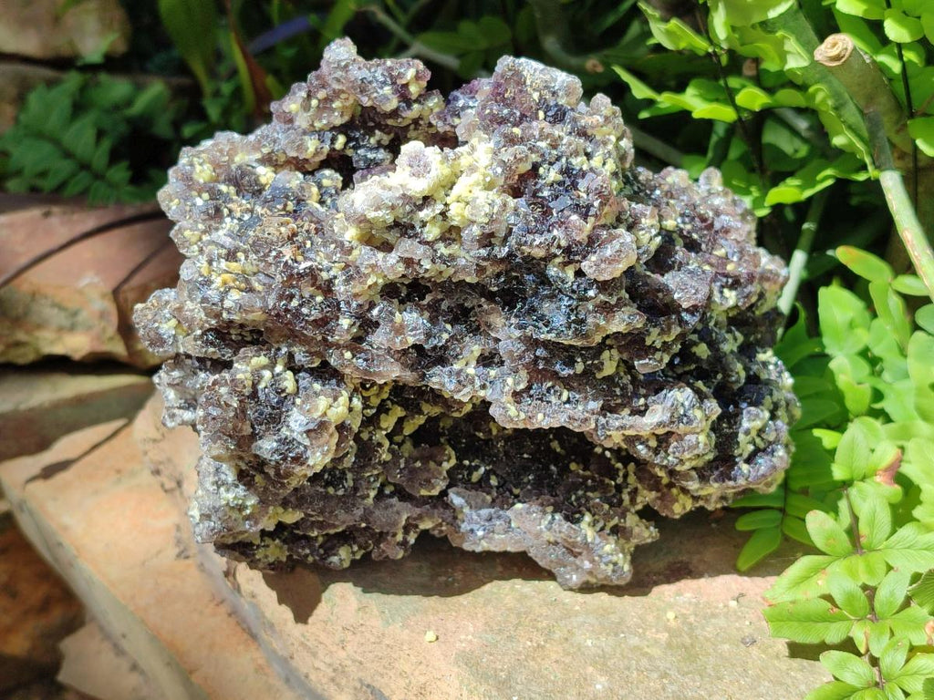 Natural Large Smokey Fluorite with Yellow Vermiculite and Hyalite Opal Cluster x 1 From Erongo, Namibia - Toprock Gemstones and Minerals 