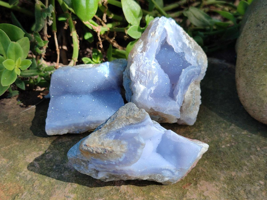 Natural Blue Lace Agate Geode Specimens x 24 From Nsanje, Malawi - Toprock Gemstones and Minerals 