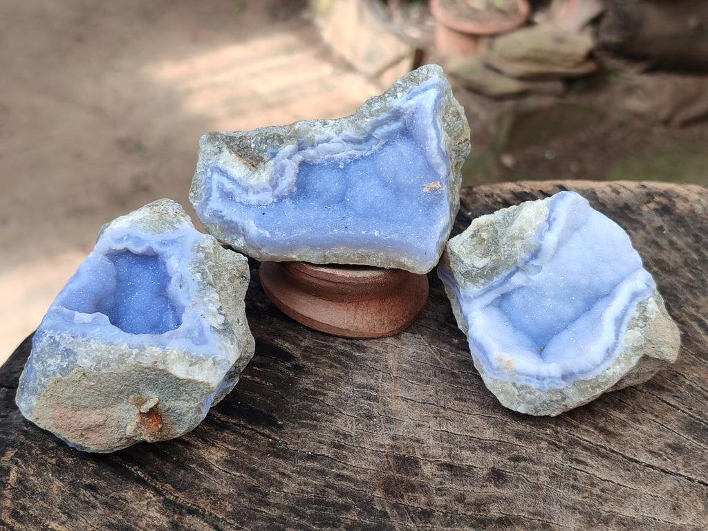 Natural Blue Lace Agate Geode Specimens x 24 From Nsanje, Malawi - Toprock Gemstones and Minerals 