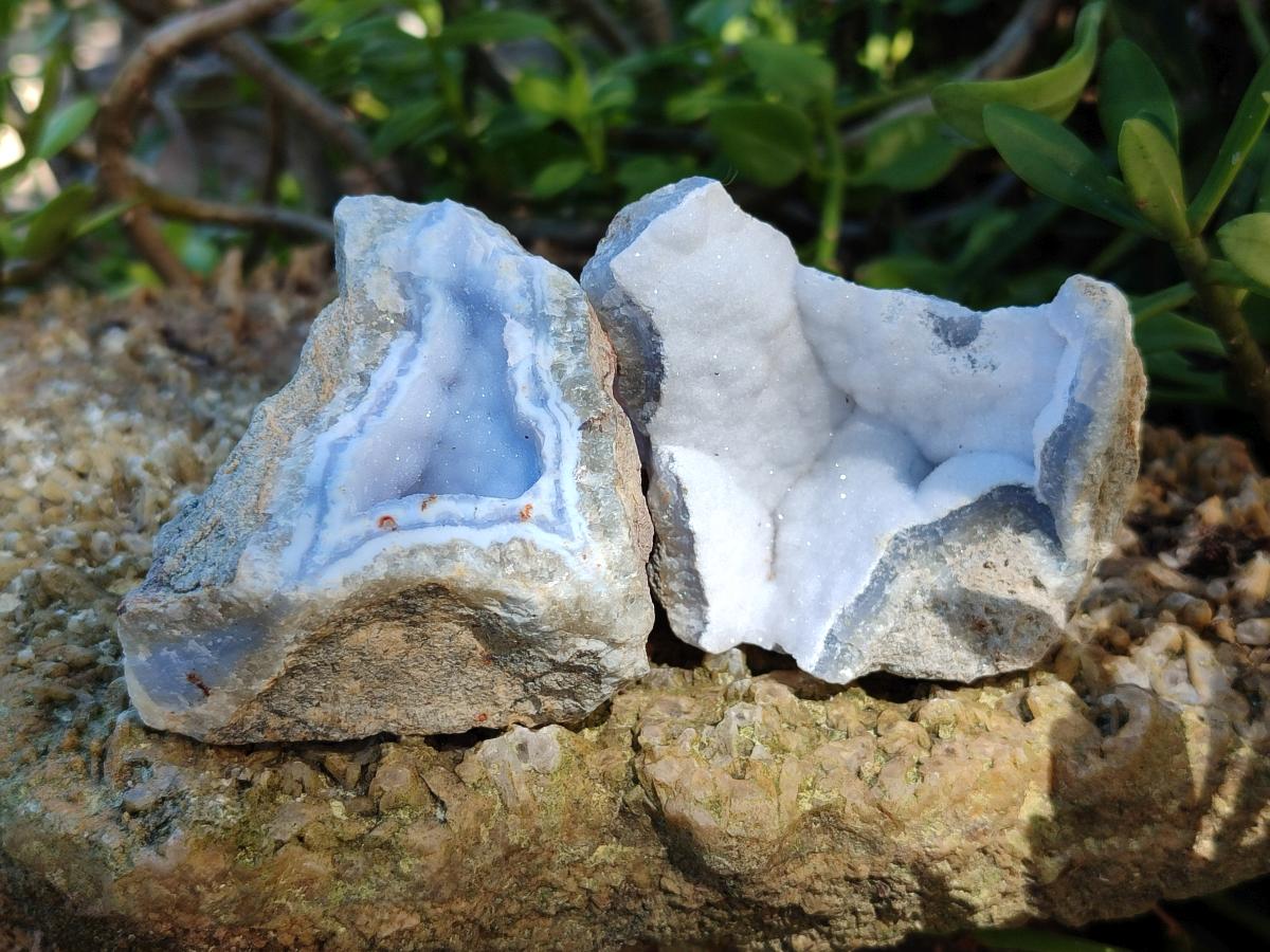 Natural Blue Lace Agate Geode Specimens x 24 From Nsanje, Malawi - Toprock Gemstones and Minerals 