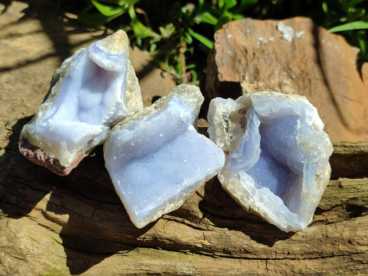 Natural Blue Lace Agate Geode Specimens x 24 From Nsanje, Malawi - Toprock Gemstones and Minerals 