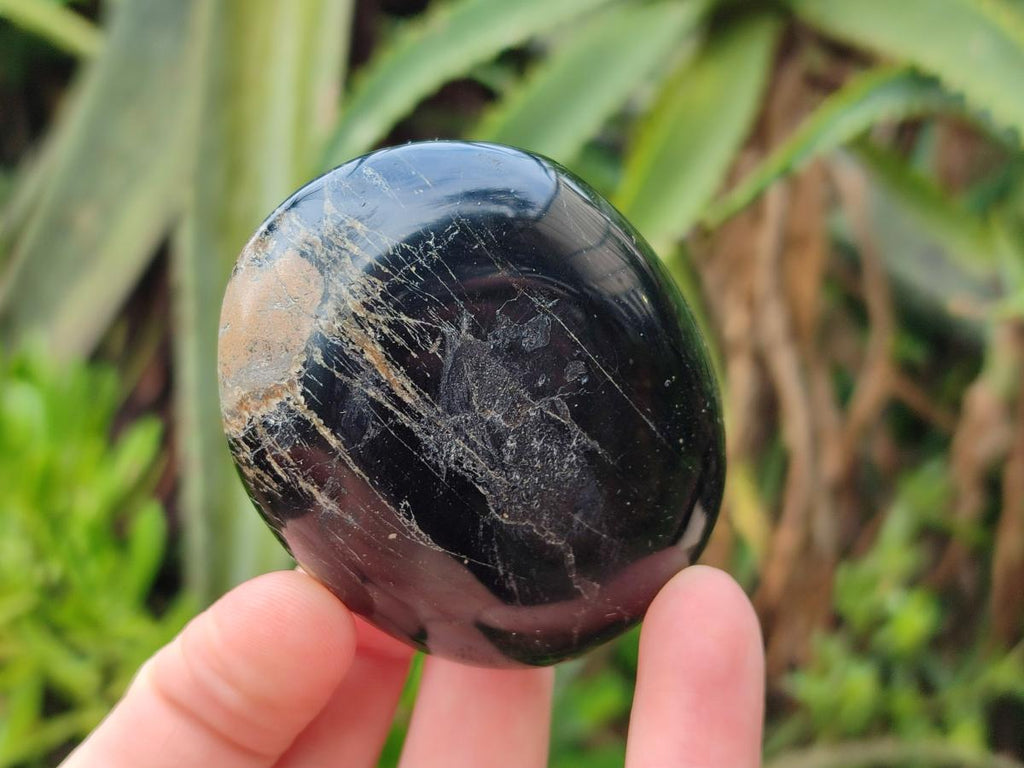 Polished Black Tourmaline Galets x 12 From Madagascar - Toprock Gemstones and Minerals 